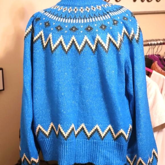 Who What Wear Womens Ski Fair Isle Blue Mock Turtleneck Sweater - Picture 2 of 4